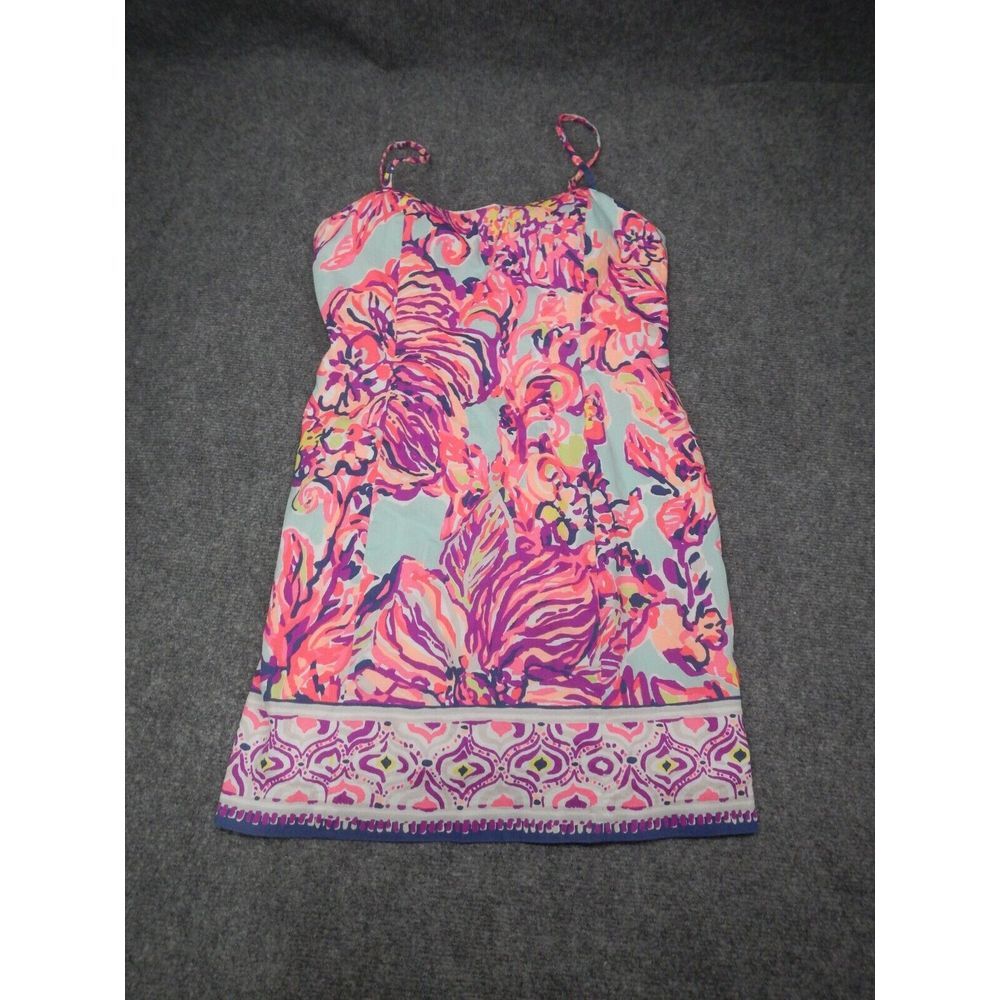 Floral Print Spaghetti Strap Dress in Pink & Aqua
